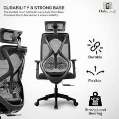 Oakcraft Hurricane Premium Ergonomic Office Chair | Dynamic 2D Lumbar Support | High-Back Executive Chair for Office, Home & Workstation