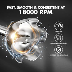 Sujata Blendstick Hand Blender | 600W Heavy Duty Motor | Variable Speed Control | Stainless Steel Shaft | 18000 RPM | Professional Immersion Blender | Easy Clean | Black