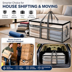 Storite Jumbo Super-Size 81 L Canvas Moisture Proof Heavy Duty Storage Bag | for Toys/Stationery/Blankets/Clothes/Moving Bags MultiPurpose With Strong Reinforced Handles Rectangular Cream (87x26x36 cm)