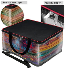 SNDIA 2 Pack 33L Transparent Clothes Storage Bags | Underbed Storage | Moisture Proof , Clothes Organizer for Lehengas, Dresses & Wardrobe Storage with Strong Zipper (RedBlack, 39x34x21cm)