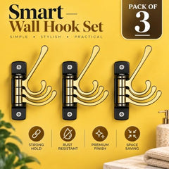 iSTAR Wall Hooks for Hanging | Flexible 4 Pin Hooks Bathroom Cloth Hanger Wall Hook Door Robe Hooks for Hanging Keys, Clothes, Towel (Rose Gold, Pack of 3)