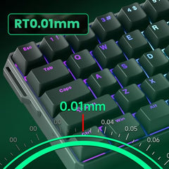 MONSGEEK FUN60 Pro Rapid Trigger Gaming Keyboard 16k Scan Rate SP Magnetic Switch HE Keyboard Wired 60% Black Shine-Through (Glare Magnetic Switch)