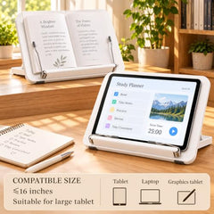 Sunchhaya Acrylic Book Stand for Reading – Clear Adjustable Book Holder with 360° Rotating Base, Foldable Reading Stand for Desk, Cookbook, Tablet & Laptop Stand, Height & Angle Adjustable (R22H)