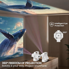 E GATE Atom 3X Projector 4k Ultra HD, Automatic Keystone & Precise Focus, 1080p Native | Rotatable Design | Android 14, Netflix Prime 11,000 Lumens, HDMI-ARC WiFi-6 BT, for Home use Egate