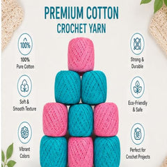Crochet Cotton Thread Yarn Combo, 10 Rolls for Knitting, Crochet, Embroidery and Craft Making, Soft Decorative Thread for Handmade DIY Projects, Yellow & Green