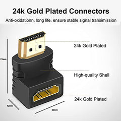 SYGA HDMI Male to Female Adapter Left and Right Elbow 90/270 Degree Left & Right Angled Connector Cable Adapter - 90/270 Degree Angle Pack of 2