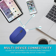 Rapoo M100 Multi Device Bluetooth 4.0, 5.0 & Wireless 2.4GHz Mouse, Blue