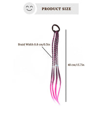 SYGA Cute Girl Colorful Wig Hair Rope Princess Twisted Braid Elastic Hairband Ponytail Headdress Fashionable Children's Hair Accessories(Gradient Rose Red)