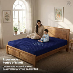 MY ARMOR Waterproof Mattress Protector King Size, 78x72, 6.5x6 feet, Double Bed Protector Sheet Cover, Breathable and Hypoallergenic Ultra Soft Fitted Terry Cotton Feel Fabric, Elastic Skirting, Grey