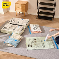 Smart Saver Plastic 6 Pack Vacuum Bags for Travel, Space Saver Bags Storage Bags for Vaccine Sealed Compression Packing Bag with Hand Pump, White