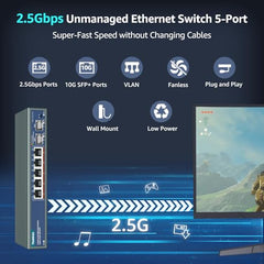 YuanLey 18 Port 2.5G PoE Switch Unmanaged, 16 x 2.5G Base-T PoE Ports, 2 x 10G RJ45 UpLink, IEEE802.3af/at, 250W, Compatible with 100/1000/2500Mbps, Metal Case, 2.5Gbe Network Switch