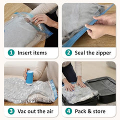 16 Travel Compression Bags Vacuum Packing, Roll Up Travel Space Saver Bags for Luggage, Cruise Ship Essentials (6 Large Roll/6 Medium Roll/4 Small Roll)