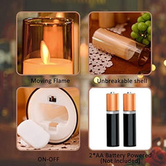Flameless LED Pillar Candle Set of 2 | Acrylic Fiber Glass | Dancing Faux Wick | Remote Control with Battery Operated 3 AA | Home Décor & Gifting | 3" D x 6" H | Red