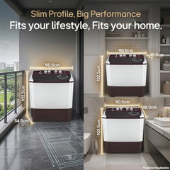 LG 10.5 kg, 5 Star, Roller Jet Pulsator with Soak, Wind Jet Dry Technology, Semi-Automatic Top Load Washing Machine (P105ASRAZ, Burgundy, Rat Away & Smart Filter)