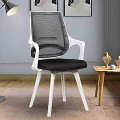 MRC Mono Ergonomic Office Chair (Mid-Back) – Revolving Breathable Mesh Desk Chair for Work from Home & Study–Lumbar Support & Heavy Duty Nylon Base (Grey & White)