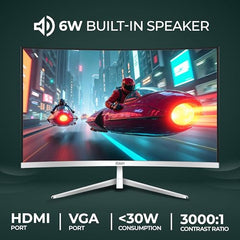 Foxin 24 Inch FHD Flat LED Monitor 1920x1080 Pixel Elite Series | Flat Panel, HDMI & VGA Port, 100Hz Refresh Rate, Frameless, Slim Bezel, Wall Mountable, 16.7 M Colors | 3 Years Warranty | White
