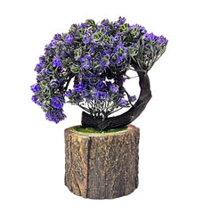 Dekorly Small Artificial Bonsai Tree Fake Plant Potted House Plants Japanese Pine Bonsai Plant Faux Bonsai for Home Indoor Decoration Office (Wooden Potted Plants, Design-G)