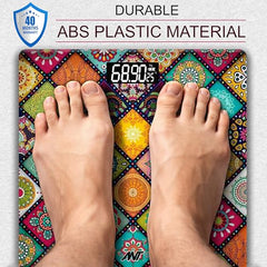 ANT Flora Mandala Digital Personal Weighing Scale for Body Weight | 180kg Capacity | 50g Accuracy | High Precision Strain Sensor | 4mm Tempered Glass | LCD Display | Auto On/Off | 40 Months Warranty