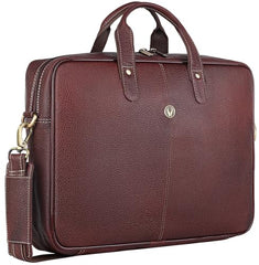 WildHorn Genuine Leather Office Bag for Men | 15.6-Inch Laptop Bag with a Minimalist Design | Professional Leather Bag with Adjustable Straps & Multiple Compartments | 1-Year Warranty