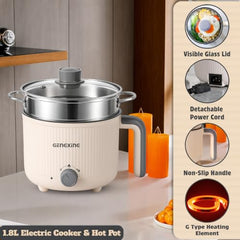Multipurpose Electric Kettle with Steamer 1.2L | Egg Boiler, Tea & Coffee Maker, Vegetable Steamer | Variable Temperature Control | Double Layer Insulated Body | Wide Mouth | 600W Fast Heating