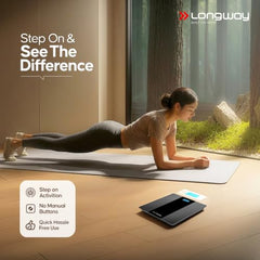 Longway Weight Machine for Home | Digital Bathroom Scale for Human Body Weight Measurement | Extra Thick Tempered Glass with LCD Display | 3 Years Warranty (Blue | Max Weight 180Kgs | Sapphire)