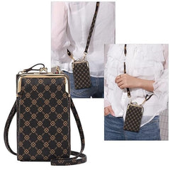 MOMISY Mobile Bag Cellphone Sling Bag Card Holder Wallet Handbag Crossbody multi-function Shoulder Bag for Girls & Women-Diamond (Brown)