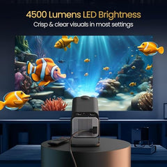 Portronics Beem 450 Smart LED Projector with 1080p Full HD Resolution, Built-in Streaming Apps (Netflix, Prime Video, Hotstar), 4000 Lumens, Screen Mirroring, 3 Watt Speaker, Bluetooth, Wi-Fi (White)