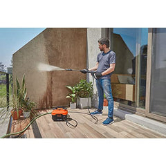 BLACK+DECKER BEPW1600 1300W 1600 PSI 110 Bar Pressure Washer for Car, Bike, Home & Garden Cleaning Use with Multiple Accessories Included, 1 Year Warranty, Orange & Black