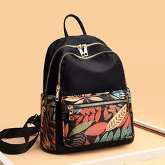 JUBLYN Ethnic Style Waterproof Oxford Backpack - Ladies Fashion Travel Canvas Large Capacity Nylon Student School Laptop Bag, Girls Printing Backpack (Human Black)
