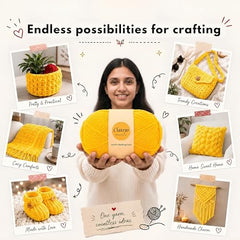 Classyo Acrylic Yarn for Crocheting (100gms x 1 Ball, 4ply) | Soft Wool Crochet Thread | Acrylic Hand Knitting Yarn | Wool for Crochet | For Sweater, Scarf, Hat, Baby Clothes, Purse, Gift Bags and DIY Crafts (Butter, Pack of 1)
