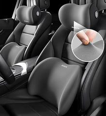 CRENTILA Car Neck and Back Cushion Memory Foam Lumbar Support Pillow for Office Chair and Car Seat, Comfortable Ergonomic Design for Neck and Back Rest, Black