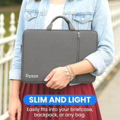 Dyazo 15.6 Inch Laptop Sleeve with Charger Pouch | Front Pocket with Handle Water Resistant Sleeve Case | Compatible for MacBook, HP, Dell, Acer, Asus, Microsoft, Samsung and Other Notebooks (Grey)
