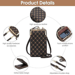 MOMISY Mobile Bag Cellphone Sling Bag Card Holder Wallet Handbag Crossbody multi-function Shoulder Bag for Girls & Women-Diamond (Brown)