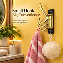 iSTAR Wall Hooks for Hanging | Flexible 4 Pin Hooks Bathroom Cloth Hanger Wall Hook Door Robe Hooks for Hanging Keys, Clothes, Towel (Rose Gold, Pack of 3)