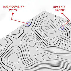 White Topographical XXL Gaming Deskmat 900x450mm – Extended Mousepad for PC