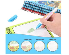 Smart Kid Magic Water Book 4 Pc Set for Kids Age 2–10 Years | Reusable Water Coloring Books Refillable Water Pen | Mess-Free Painting Activity Book | Early Learning Drawing and Travel Activity Kit