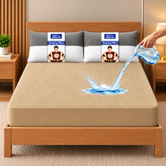 GADDA CO 100% Waterproof Premium Cotton Feel Mattress Protector King Size 78x72 Inch|Ultra Soft Breathable & Fitted Bed Protector Terry Cover Double Bed (6.5x6 feet, Fits 10 Inches, Grey)
