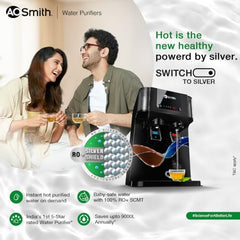 AO Smith Z9 Pro Black RO Water Purifier For Home | Ambient & Instant Hot | Copper + Alkaline Water Filter | 100% RO Purifier with Silver Sheild | 10L Storage