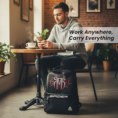 HACKER Laptop Backpack for Men & Women | Stylish Spider Printed Backpack | Durable School, College & Office Bag | Spacious Travel Backpack with Padded Laptop Compartment & Adjustable Straps