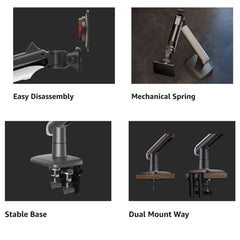 22-45" Gas Spring Monitor Arm w/ 360° Swivel & Tilt | NB G60 | Free Up Desk Space & Improve Comfort (22-45"/16 kgs Capacity)