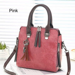MOMISY Set of 4 Pieces Leather Finish PU Material Ladies Hand Bag, Clutch and Wallet for travel office Party for women (Pink)