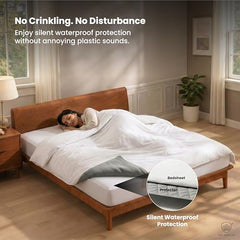 MY ARMOR Waterproof Mattress Protector King Size, 78x72, 6.5x6 feet, Double Bed Protector Sheet Cover, Breathable and Hypoallergenic Ultra Soft Fitted Terry Cotton Feel Fabric, Elastic Skirting, Grey