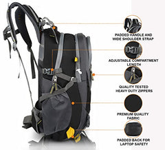 Half Moon 45L Hammer Waterproof Rucksack Bags for Man/Trekking Bags for Men | With 17.3" Laptop Compartment & Rain cover | For Trekking, Hiking, Travel Backpack for Men & Women (Navy Blue)