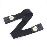 SYGA Jeans Belt Elastic Women's Punch-Free Decoration Flower Buckle Style Lazy Belt,Black