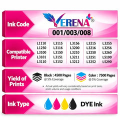 Verena 057 Refill Ink Compatible for Epson L8050, L18050, L8150W Printers (Black Cyan Magenta Yellow Light Cyan Light Magenta)