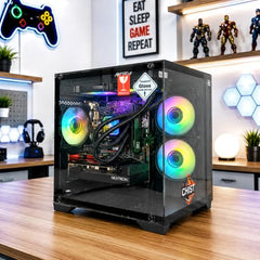 CHIST Gaming Desktop PC, AMD Ryzen 5 5500, 16GB DDR4 RAM, 512GB NVMe SSD, 650W PSU, Liquid Cooling with RGB Fans, Wi-FI Bluetooth,Windows 11 Pro. (RX 7600 8GB)