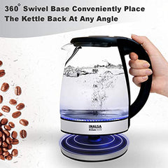 INALSA Electric Kettle for Hot Water |1.8 L Capacity| LED Illumination & Borosilicate Glass Body| 2 Year Warranty|Multipurpose Electric Kettle| Water Boiler (Prism Inox),1350 Watts