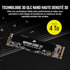 Corsair MP600 CORE 2TB M.2 NVMe PCIe x4 Gen4 SSD (Up to 4,950MB/sec Sequential Read & 3,700MB/sec Sequential Write Speeds, High-Speed Interface, 3D QLC NAND, Built-in Heatspreader) Aluminum