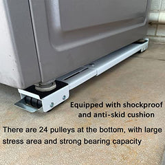 P YU 2025 Adjustable Washing Machine Stand with 24 Wheels | Movable Refrigerator Base | Dryer Roller Bracket | 45-70cm Expandable, 300kg Load | Anti-Slip & Lockable | Locking & Moisture-Proof Design