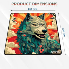 Ant Esports Wolf Mouse Pad 260X210X3mm Anti-fray Stitching, Gaming Mouse Pad Waterproof Surface & Non-Slip Rubber Base Stitched Edges Gaming Mouse Mat for Laptop,Compatible with Laser and Optical Mice